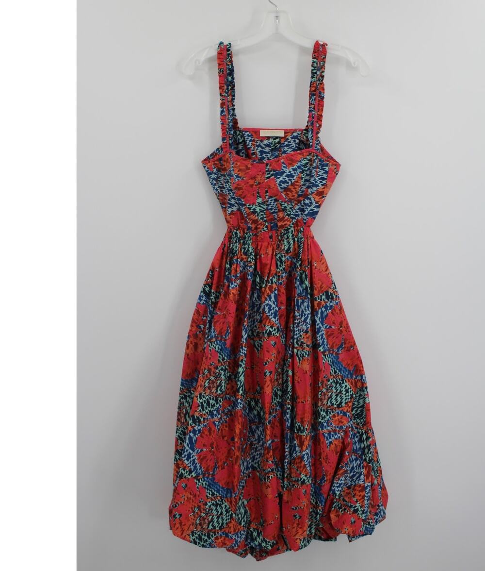 Ulla Johnson Olympia Cut Out Waist Fit & Flare Midi Dress Flamingo Size 2